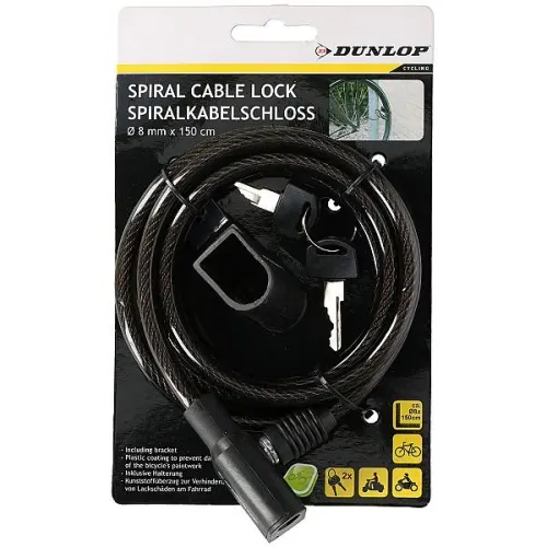 Antifurt bicicleta cu cablu spiral Dunlop