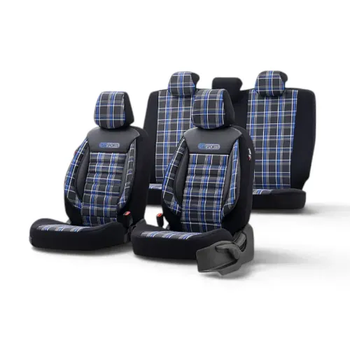 Set Huse Scaun GTI803 Otom Sport Negru / Albastru