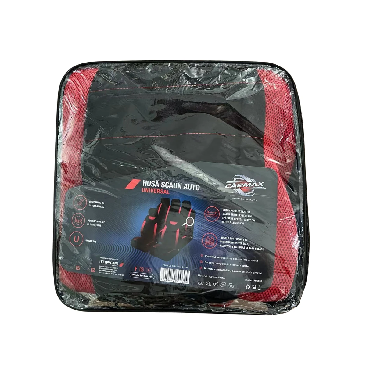 CARMAX SET HUSE SCAUN NEGRU-ROSU