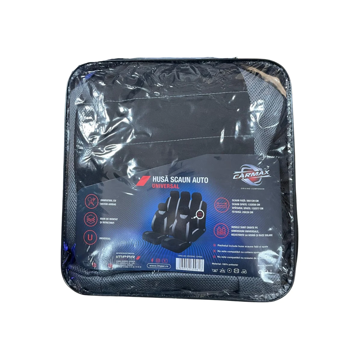 CARMAX SET HUSE SCAUN NEGRU-GRI