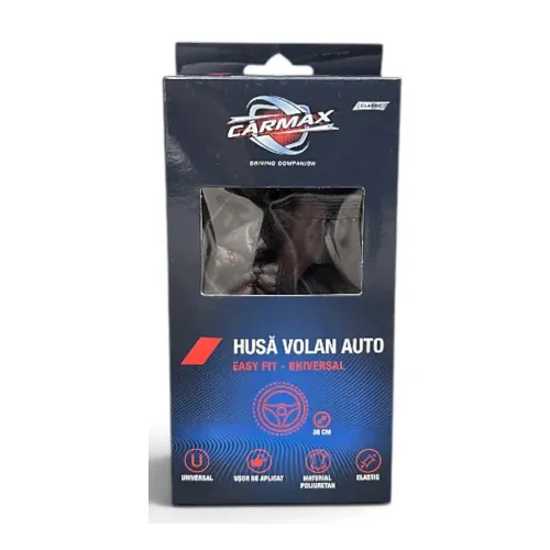 Husa Volan Auto Elastic Carmax Negru/Rosu