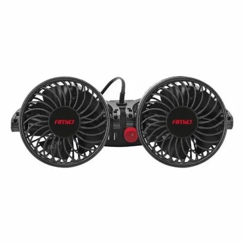 Ventilator dublu 12V, 2xfi10cm, 6.5W, prindere pe tetiera, cu 2 USB-uri, 2 viteze, PRO Series, 03009 Amio