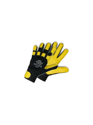 Manusi de protectie din piele de vaca, cu tricotaj elastic negru, galbene, marimea 10, Docker Titanium Artmas