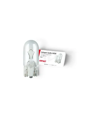 Bec soclu sticla 12V/5W, W5W T10, Cutie 10 buc, 01483 Amio
