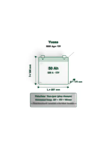 Acumulator Start-Stop AGM 50 Ah Yuasa 520 A Pornire 9000 AGM