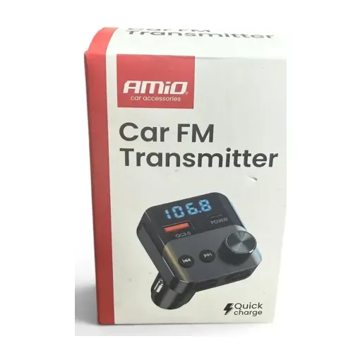 Modulator FM Bluetooth Amio cu 2×USB – QC 3.0 + PD 36W