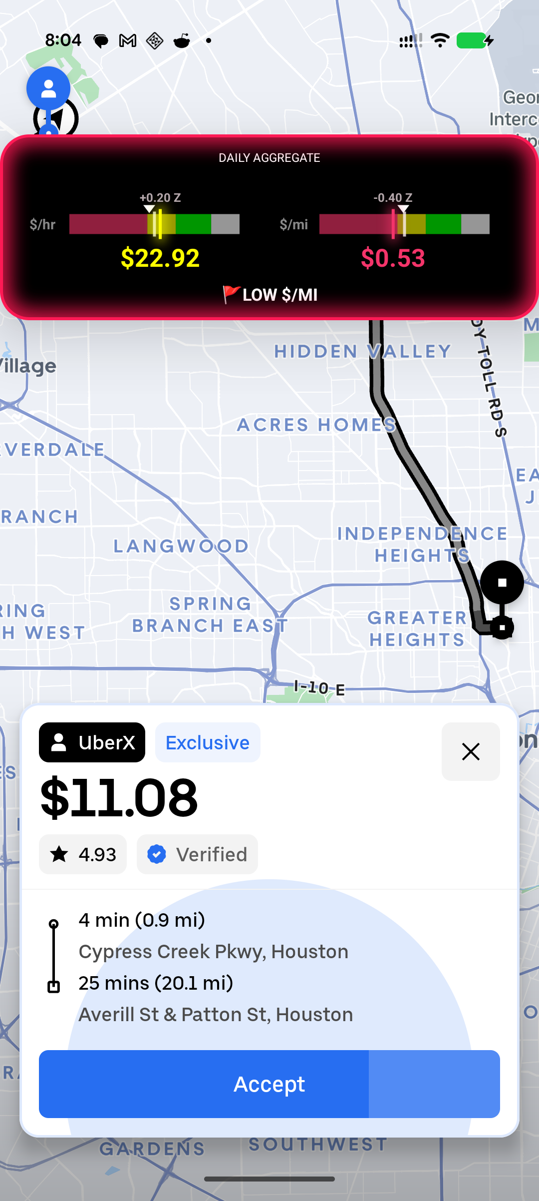 App screenshot - Lyft Red Example