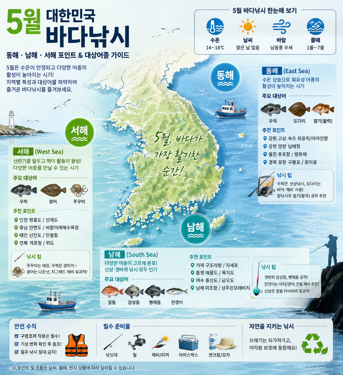 대한민국 5월의 바다낚시 어디로 가야 할까? 지역별 정리