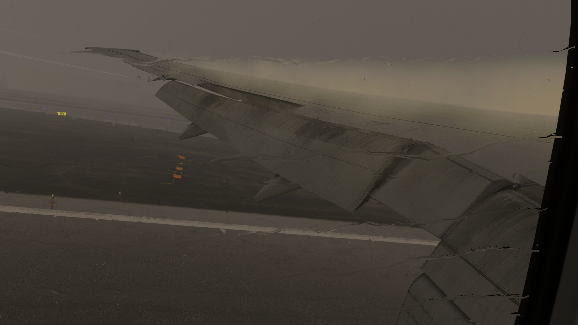 Rainy view with glass landing