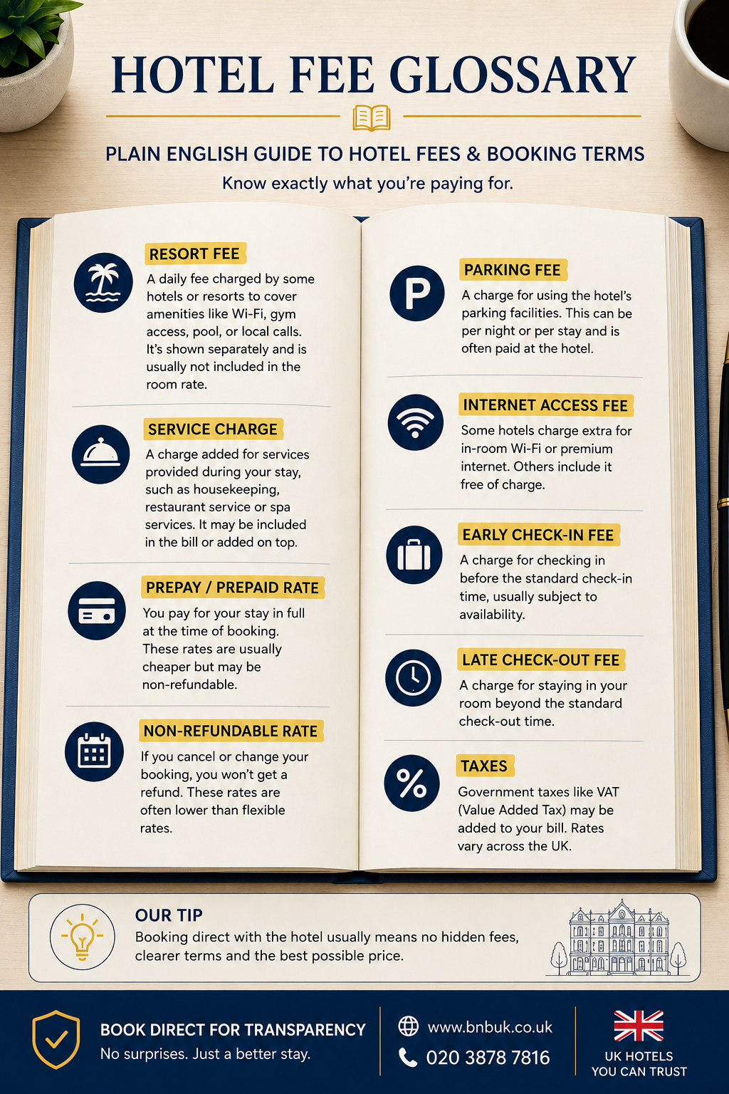 Resort Fees, Service Charges & Prepay Traps: A UK Hotel Fees Glossary (2026)