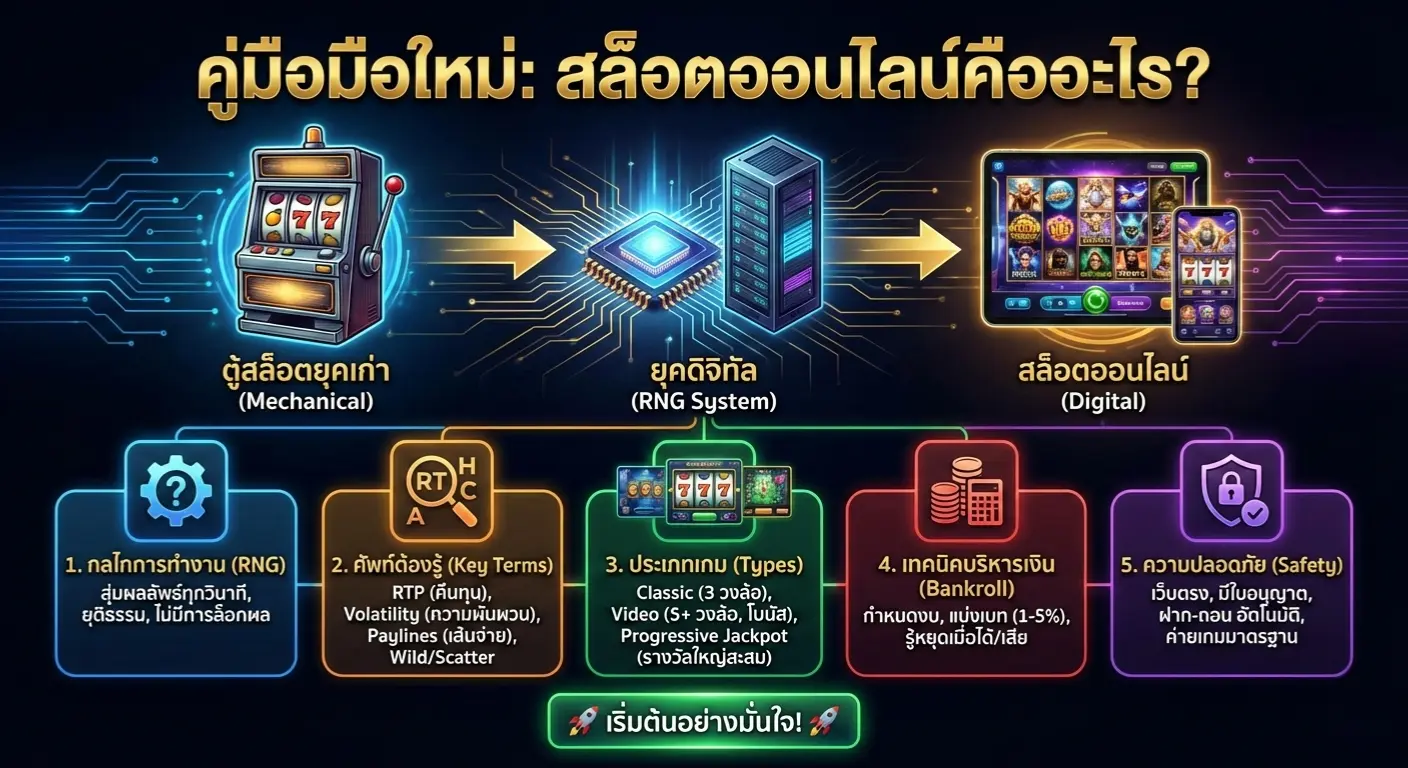 ส่วนประกอบของหน้าจอเกมสล็อตออนไลน์เบื้องต้นสำหรับมือใหม่