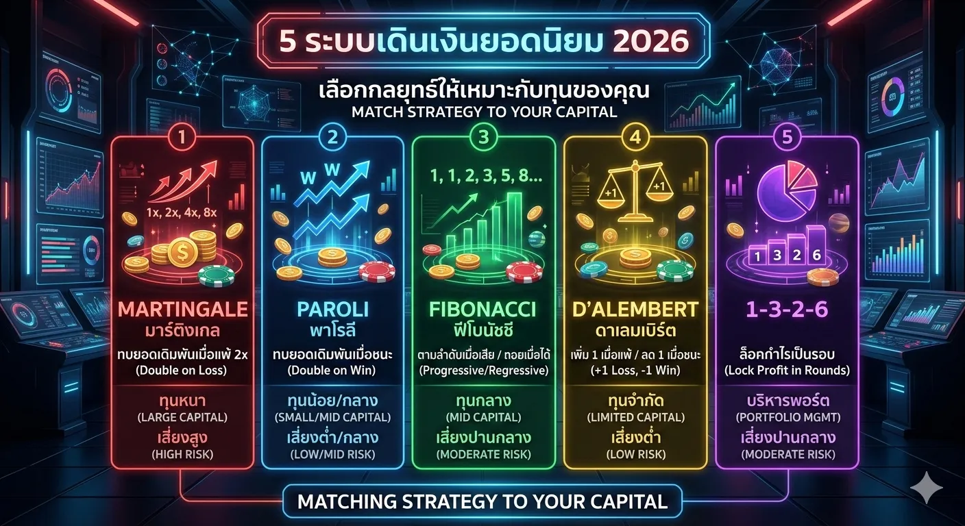 ระบบเดินเงิน Martingale ตารางทบเงิน 2026