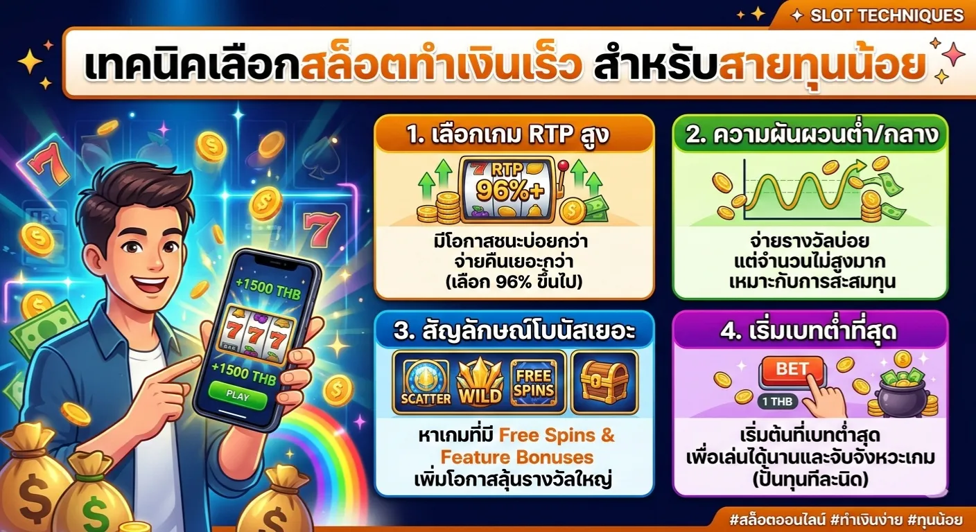 เทคนิคปั่นสล็อตทุนน้อยแตกง่าย