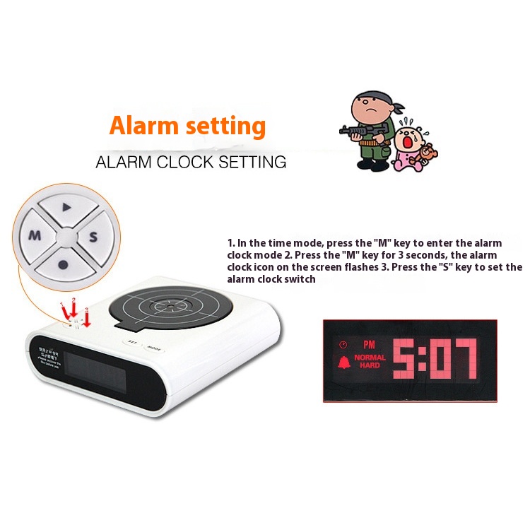 Electronics Desk Clock Digital Gun Alarm Clock Gadget Target photo 6