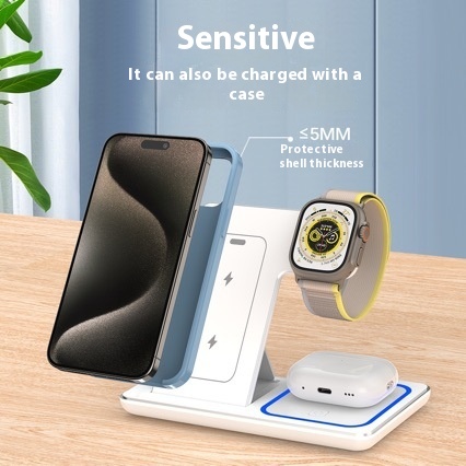 15W 3 In 1 LED Fast Wireless Charger Stand Foldable Charging photo 3