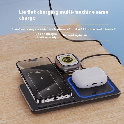 15W 3 In 1 LED Fast Wireless Charger Stand Foldable Charging photo 2