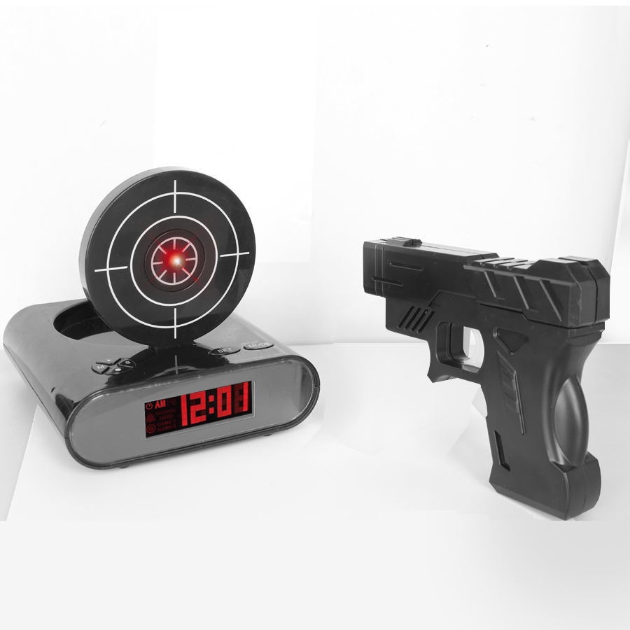 Electronics Desk Clock Digital Gun Alarm Clock Gadget Target photo 2