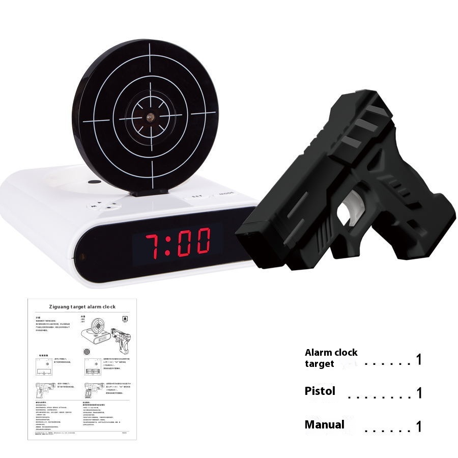 Electronics Desk Clock Digital Gun Alarm Clock Gadget Target photo 8