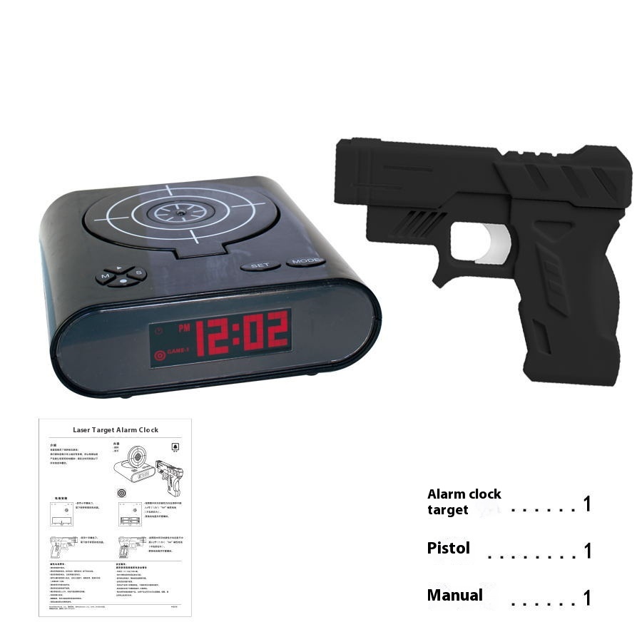 Electronics Desk Clock Digital Gun Alarm Clock Gadget Target photo 7