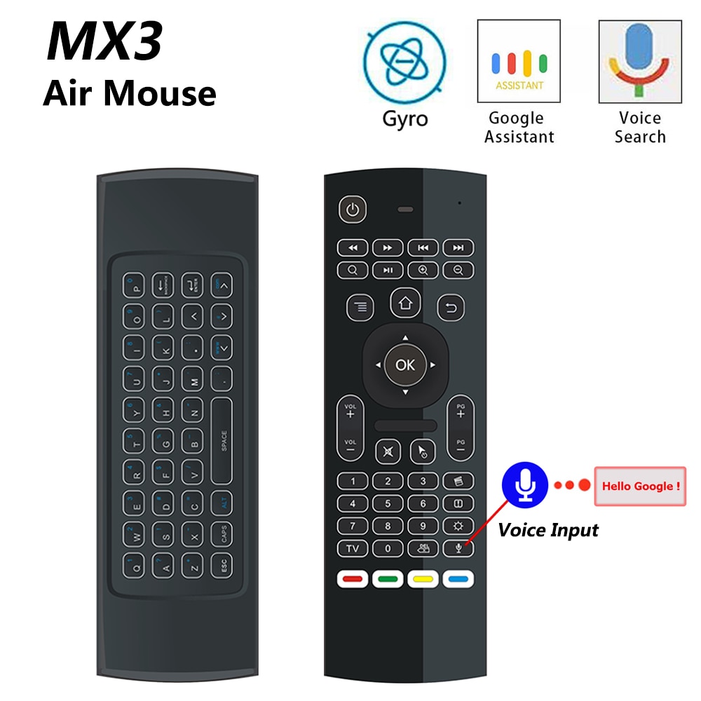 MX3 MX3-L Backlit Air Mouse T3 Smart Voice Remote Control 2.4G