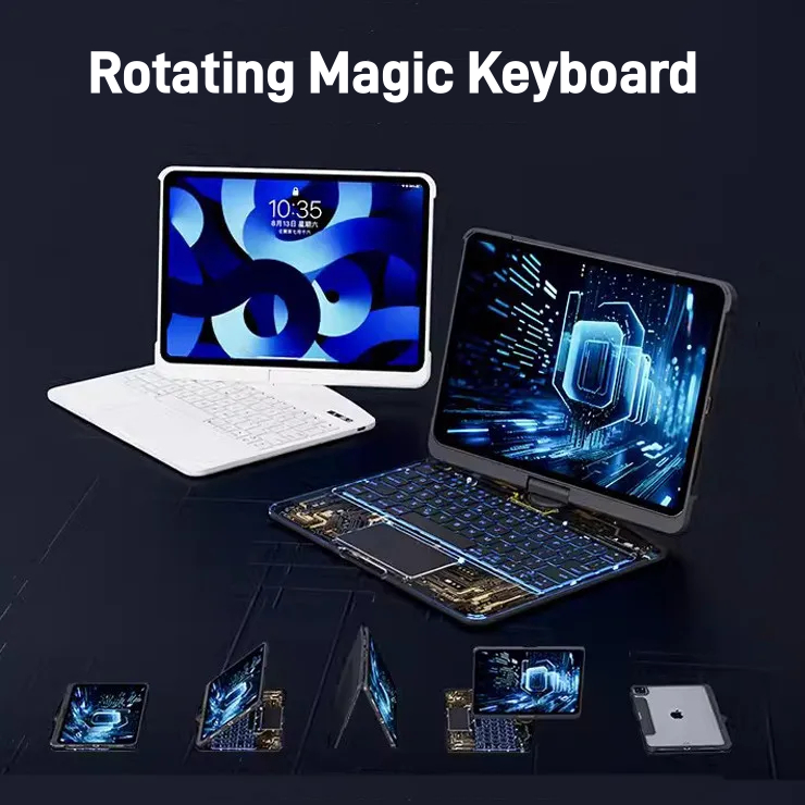 360 Swivel Keyboard Clear Case For IPad Smart Trackpad photo 1
