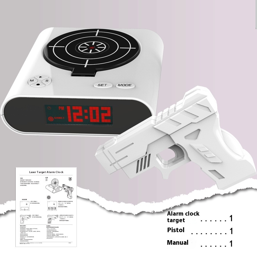 Electronics Desk Clock Digital Gun Alarm Clock Gadget Target photo 4