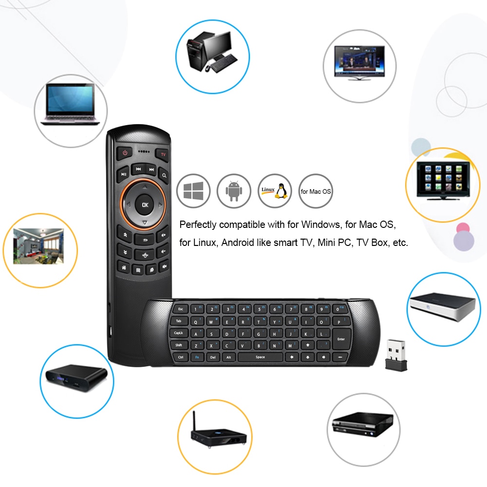 Docooler Mini 2.4GHz Wireless QWERTY Keyboard Air Mouse Handheld photo 6