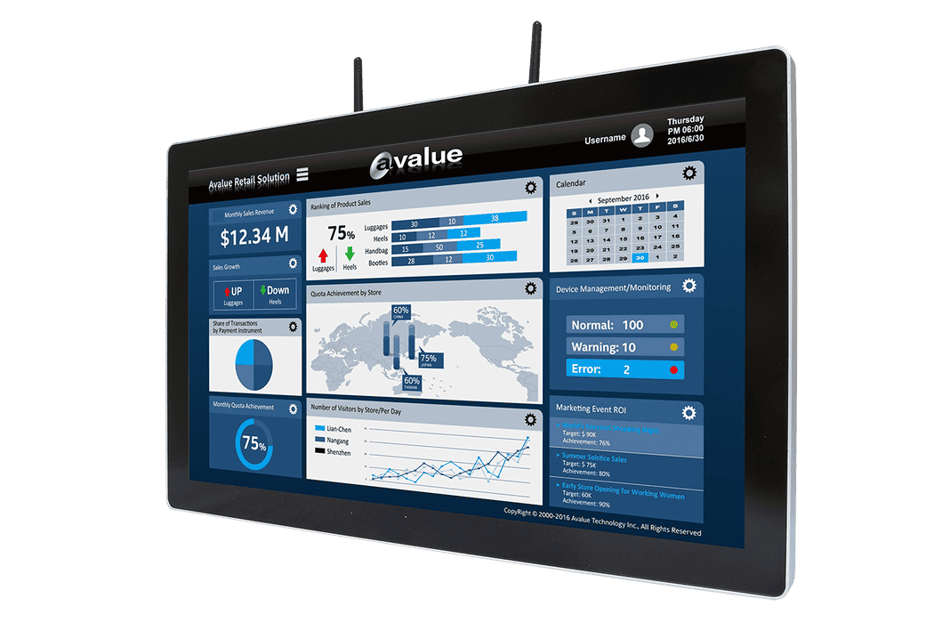 SID-21WR2 front view – 21.5-inch ARM-based panel PC for industrial and embedded control systems