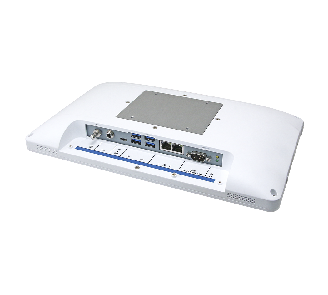 HID-1337 bottom view – Medical panel PC with clean cable routing and hygienic design
