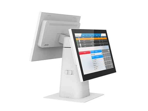 RiVar-1501 alternate front view – Sleek 15-inch POS terminal with modern touchscreen interface