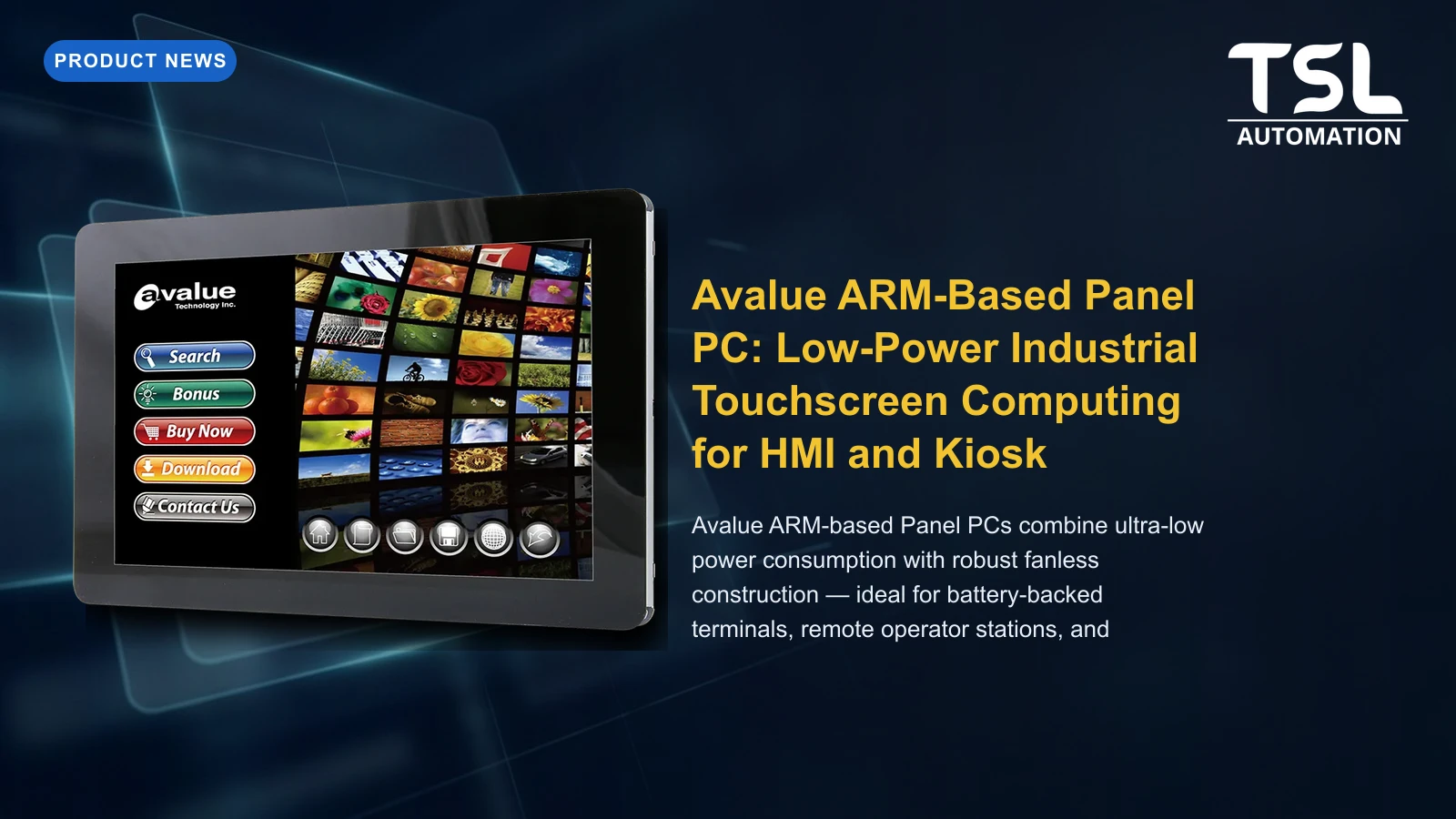 Avalue ARM-based industrial Panel PC — TSL Automation Solutions