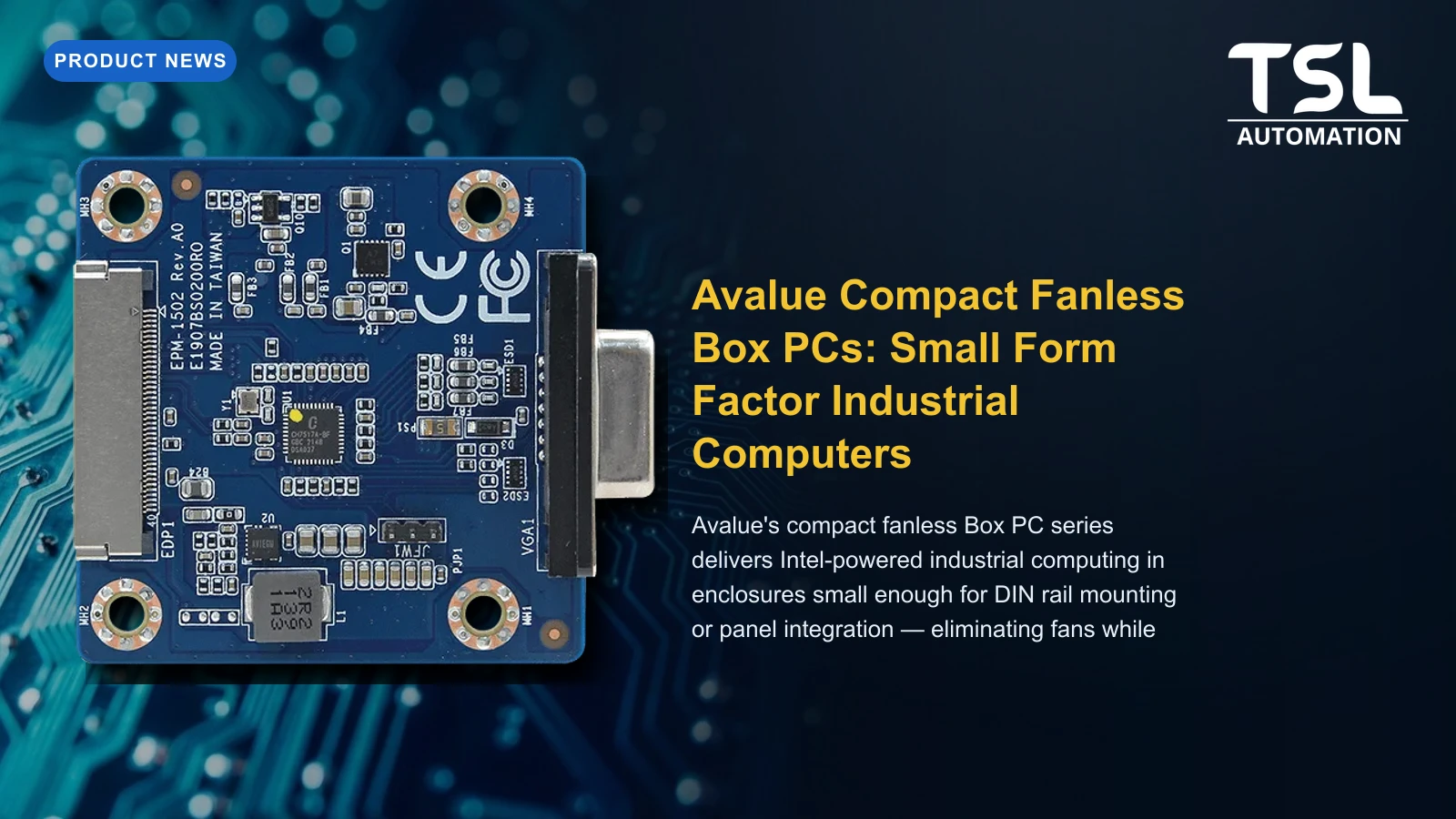Avalue compact fanless Box PC industrial computer — TSL Automation Solutions