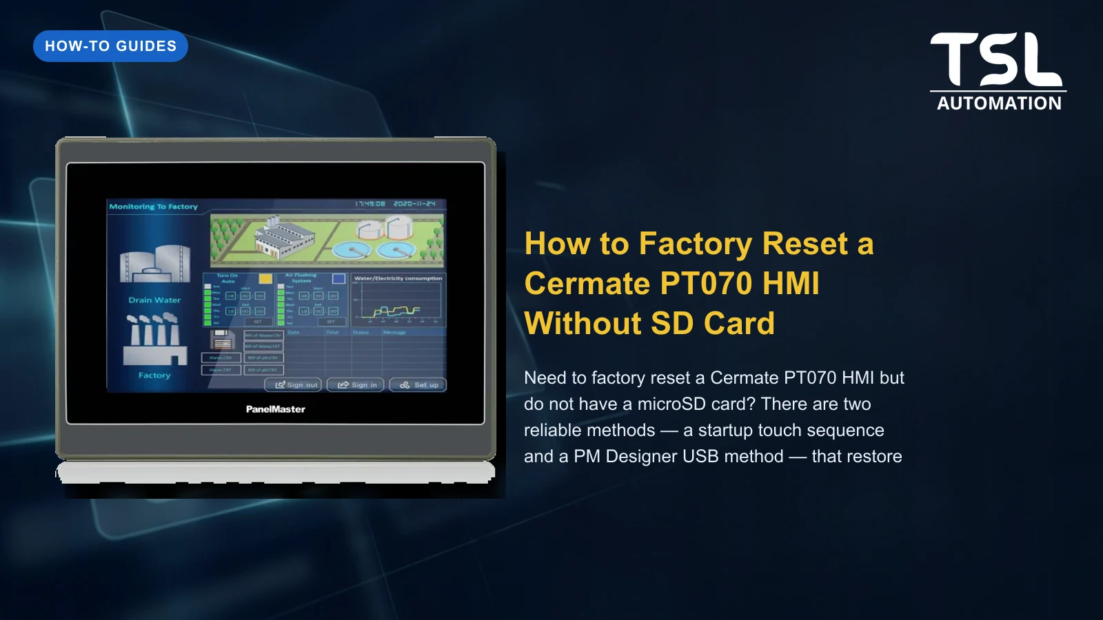 How to Factory Reset a Cermate PT070 HMI Without SD Card