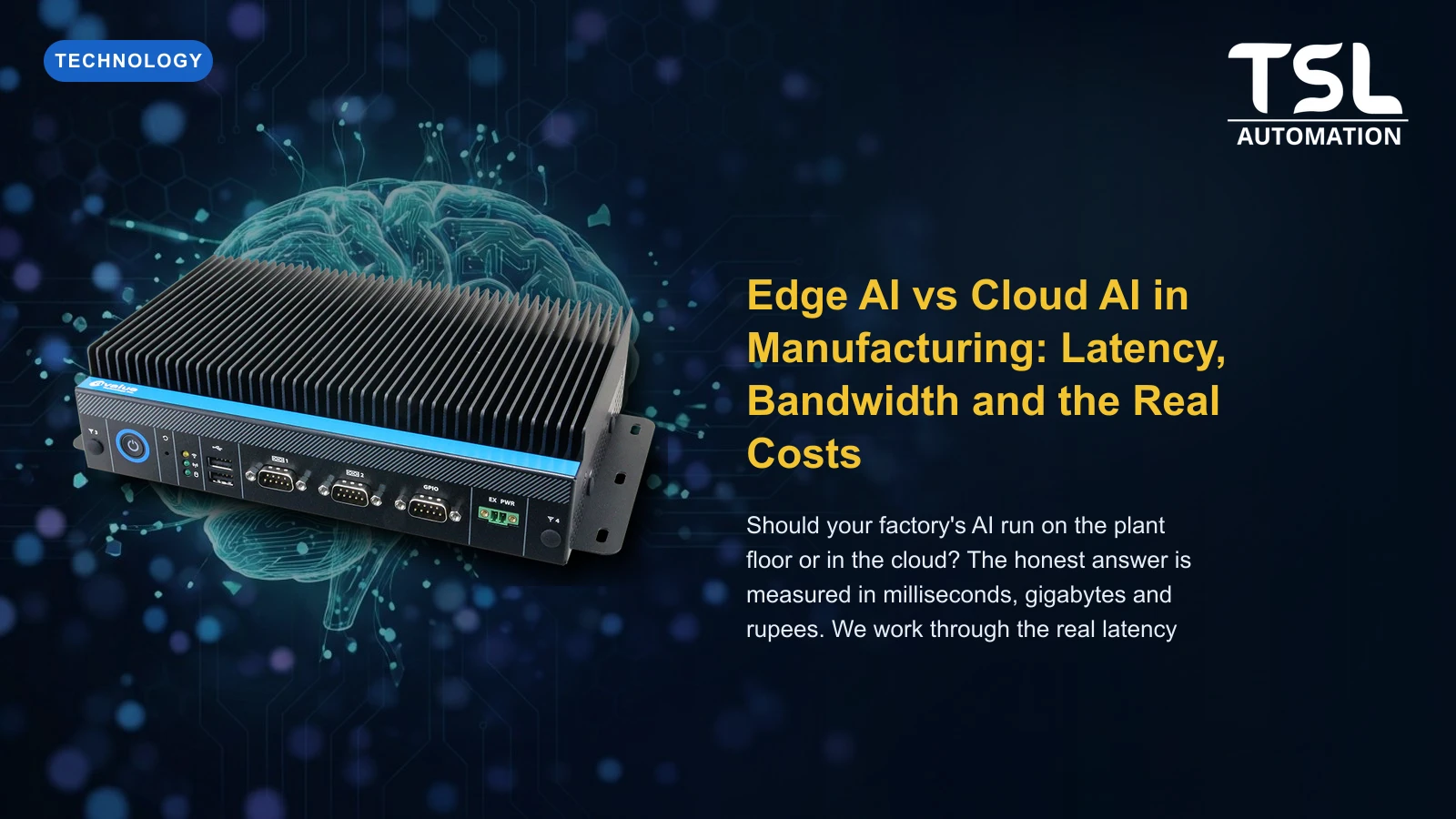 Edge AI computer on a factory floor versus cloud data center for manufacturing AI workloads
