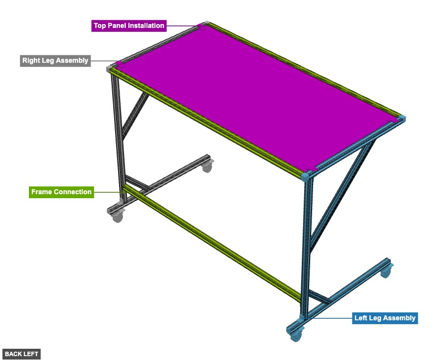 Aluminum 8020 Desk Free Plan And Visual Guide