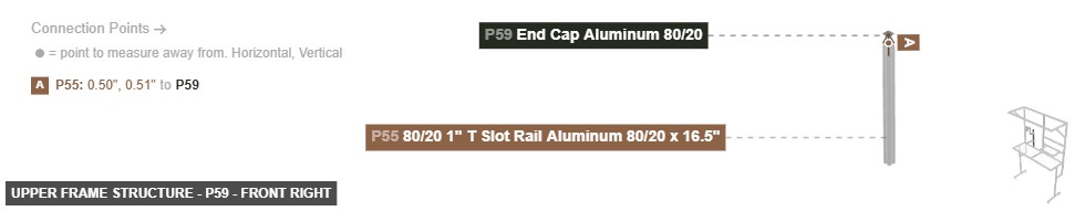 Upper Frame Structure - Part End Cap Aluminum 80/20 - front_right