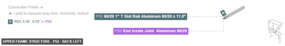 Upper Frame Structure - Part End Inside Joint  Aluminum 80/20 - back_left