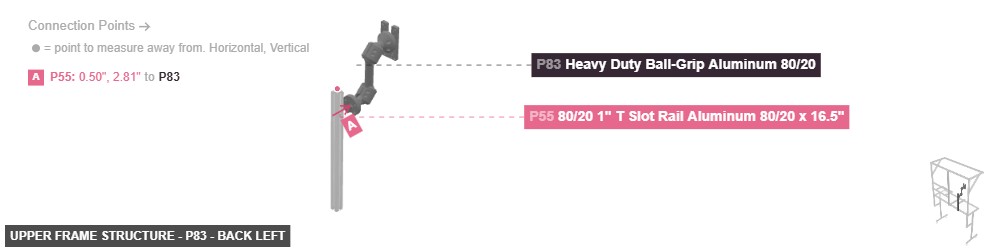 Upper Frame Structure - Part Heavy Duty Ball-Grip Aluminum 80/20 - back_left