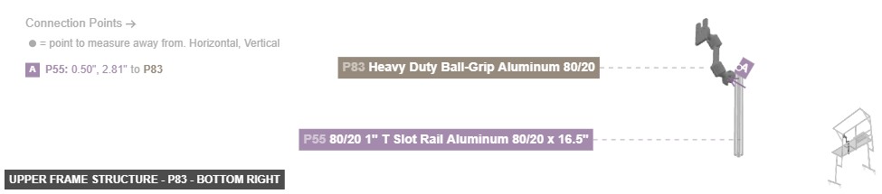 Upper Frame Structure - Part Heavy Duty Ball-Grip Aluminum 80/20 - bottom_right