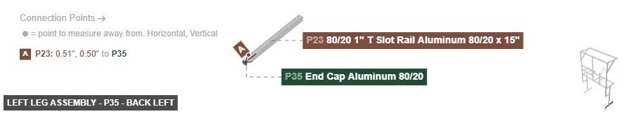 Left Leg Assembly - Part End Cap Aluminum 80/20 - back_left