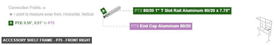 Accessory Shelf Frame - Part End Cap Aluminum 80/20 - front_right