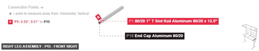 Right Leg Assembly - Part End Cap Aluminum 80/20 - front_right