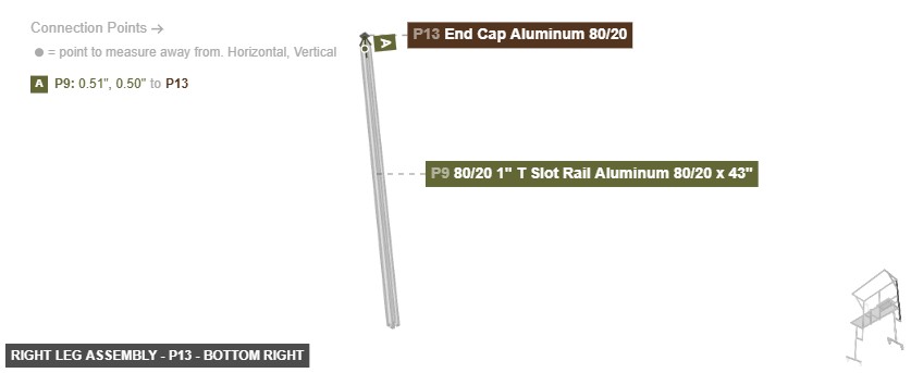 Right Leg Assembly - Part End Cap Aluminum 80/20 - bottom_right