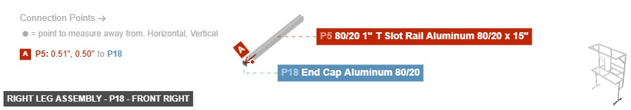 Right Leg Assembly - Part End Cap Aluminum 80/20 - front_right