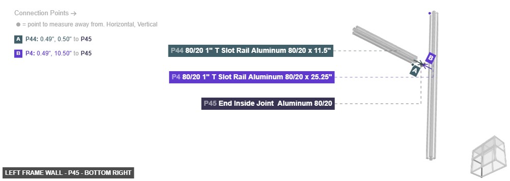 Left Frame Wall - Part End Inside Joint  Aluminum 80/20 - bottom_right