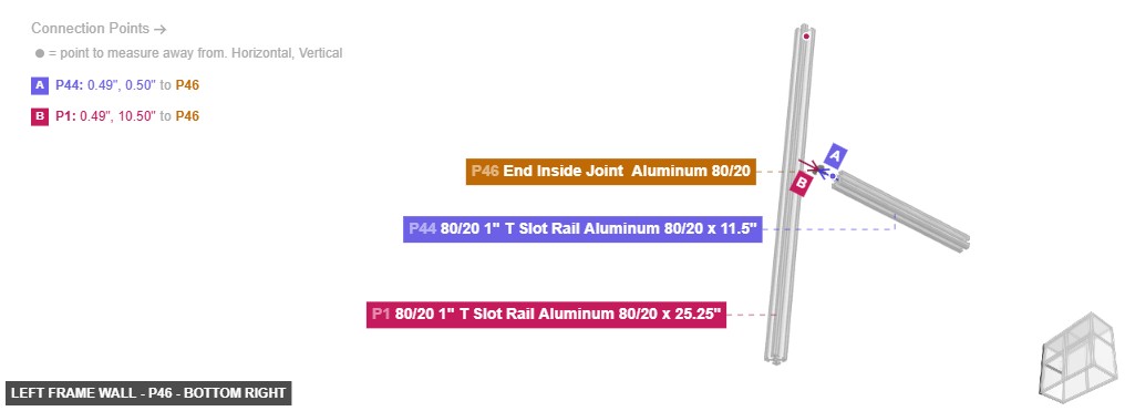 Left Frame Wall - Part End Inside Joint  Aluminum 80/20 - bottom_right