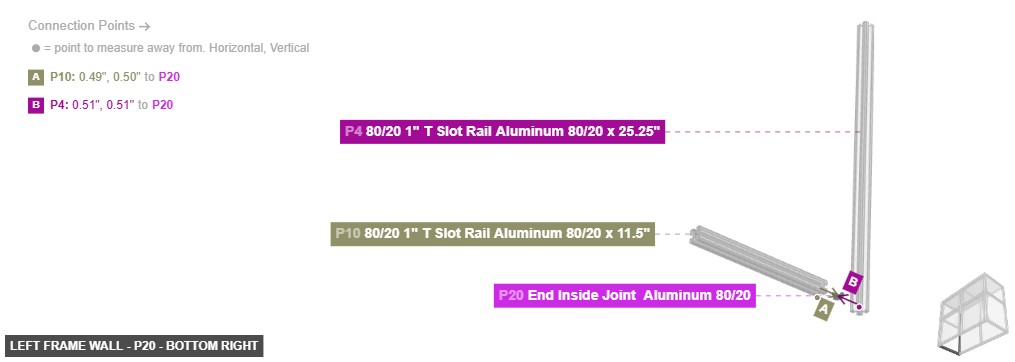 Left Frame Wall - Part End Inside Joint  Aluminum 80/20 - bottom_right