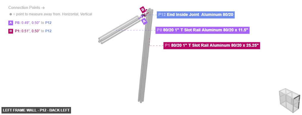 Left Frame Wall - Part End Inside Joint  Aluminum 80/20 - back_left