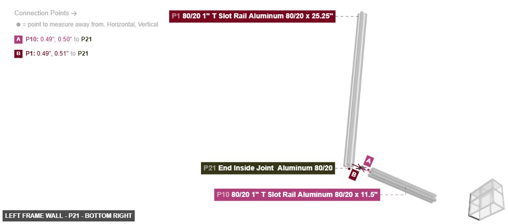 Left Frame Wall - Part End Inside Joint  Aluminum 80/20 - bottom_right
