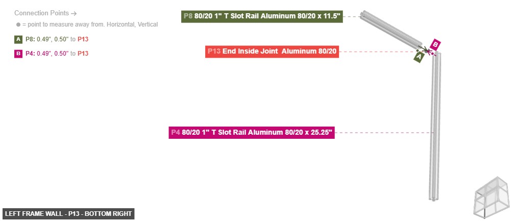 Left Frame Wall - Part End Inside Joint  Aluminum 80/20 - bottom_right